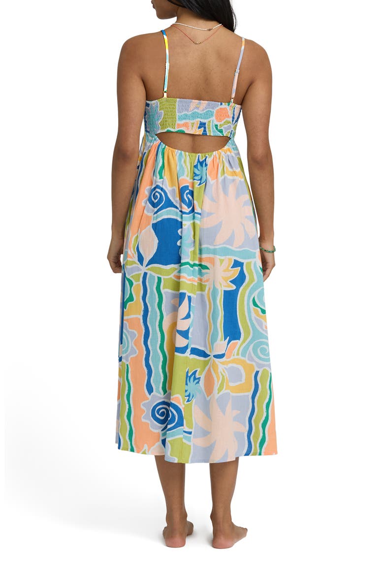 Island Life Cotton & Linen Midi Sundress, Alternate, color, BLUE MULTI