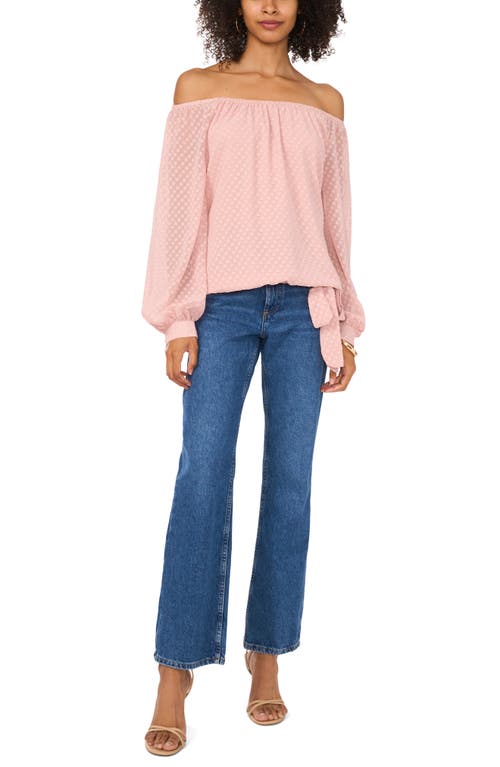 VINCE CAMUTO VINCE CAMUTO OFF THE SHOULDER TIE HEM CLIP SQUARE TOP 