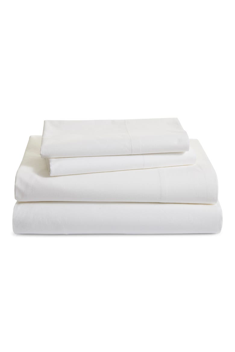 at Home Percale Sheet Set, Main, color, WHITE