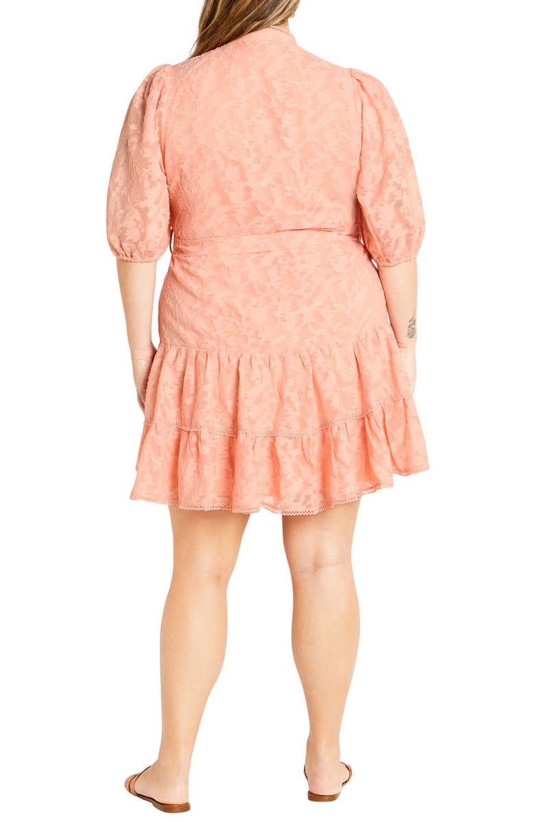 City Chic Chrissa Floral Puff Sleeve Tiered Minidress, Alternate, color, Dusty Pink