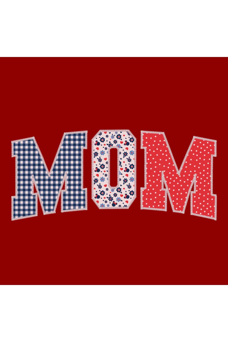 Women's Minnie Mouse Mom Three Collegiate Patterns  Graphic T-Shirt, Alternate, color, Red