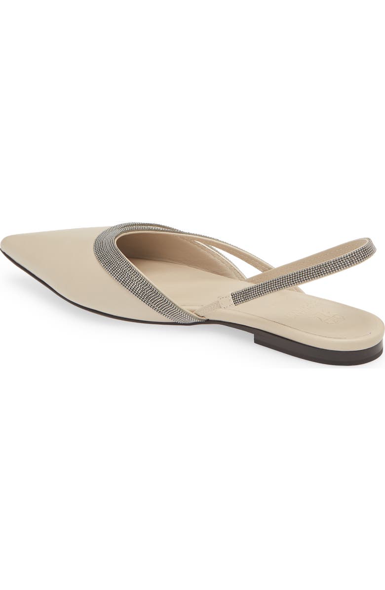 Brunello Cucinelli Monili Trim Pointed Toe Slingback Flat, Alternate, color,