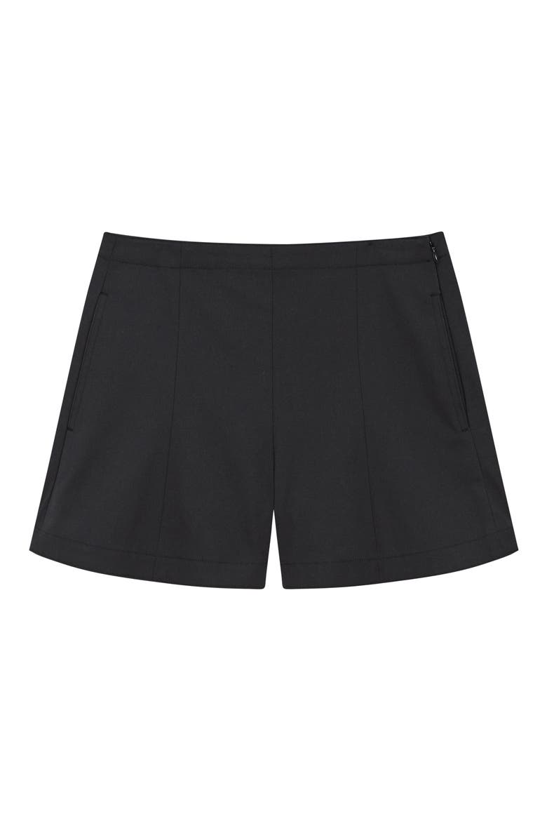 High Waist Flat Front Shorts, Alternate, color, BLACK