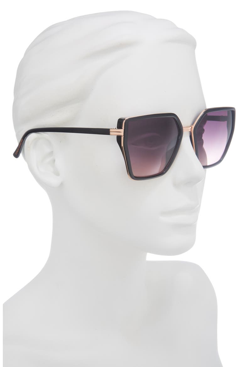 58mm Gradient Cat Eye Sunglasses, Alternate, color, BLACK