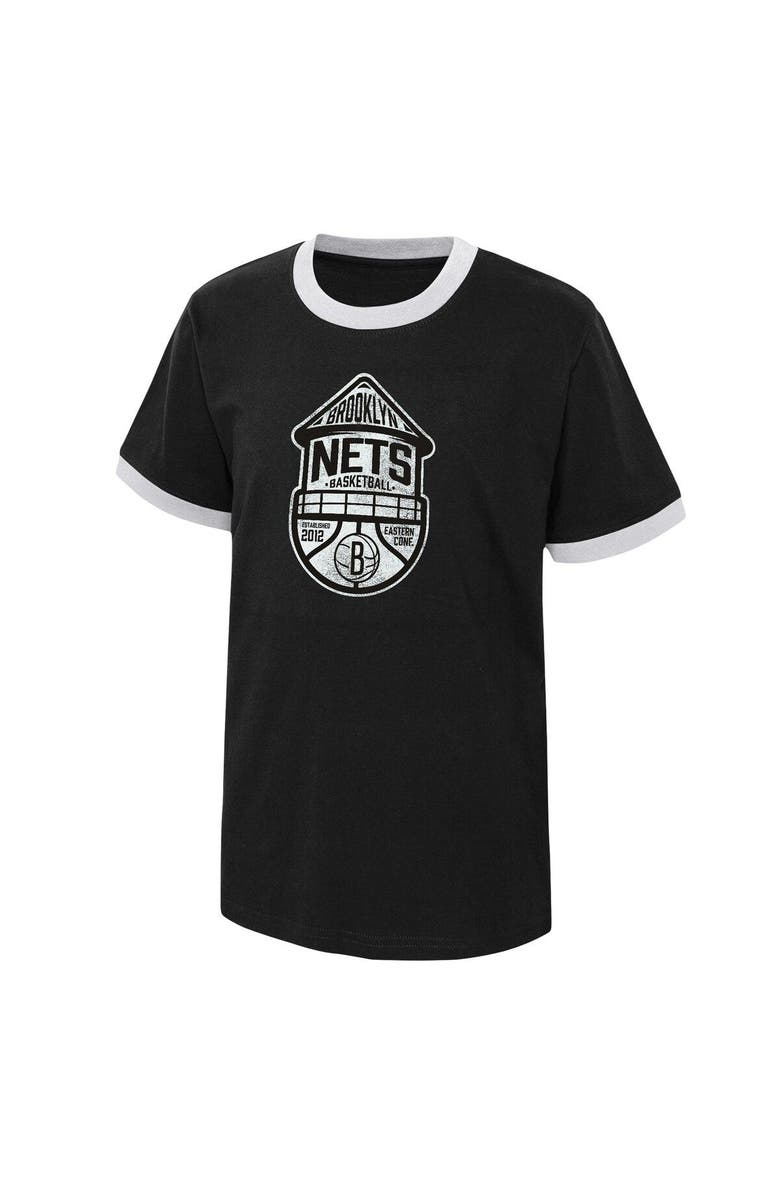 Outerstuff Youth Black Brooklyn Nets Hoop City Hometown Ringer T-Shirt, Alternate, color, Black