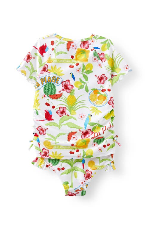 Shop Cotton On Kids Kid's Florence S/s Rashie And Bikini Bottom Set In Vanilla Tropical Fruit