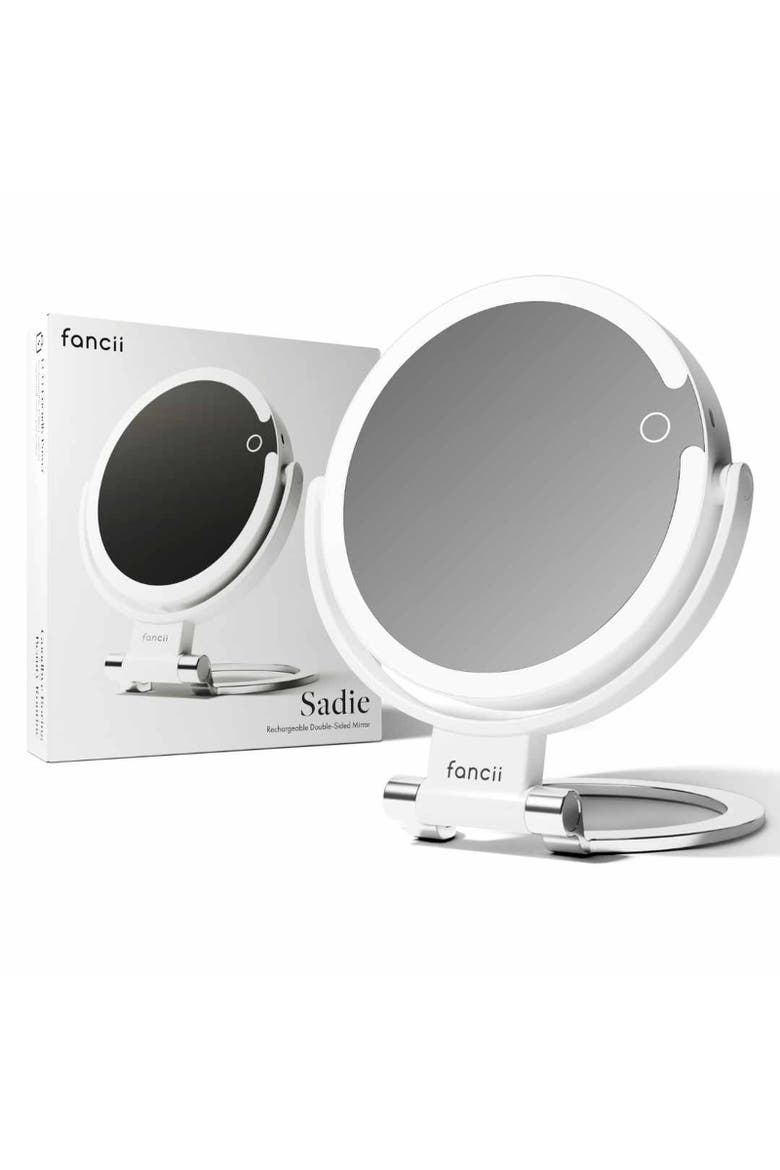 Sadie Double Sided Travel Mirror, Main, color, White