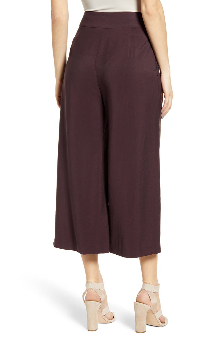Leith Tie Front High Rise Wide Leg Crop Pants, Alternate, color, 