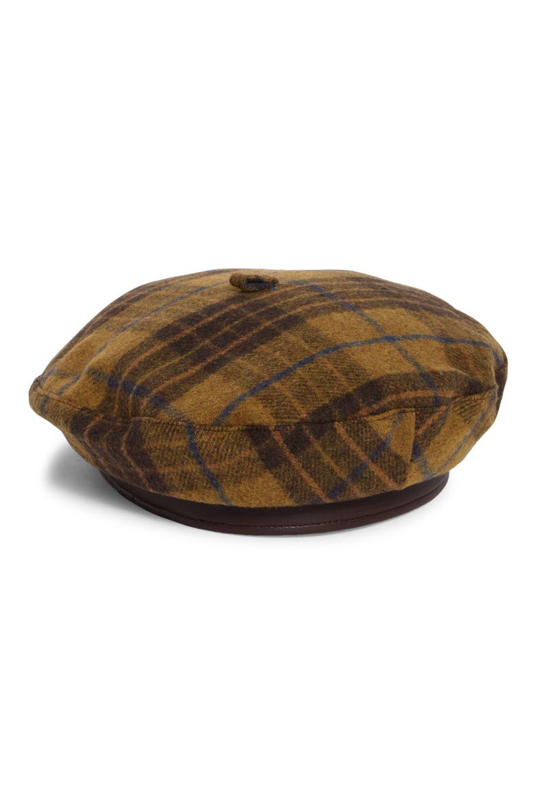 Plaid Beret, Alternate, color, BROWN