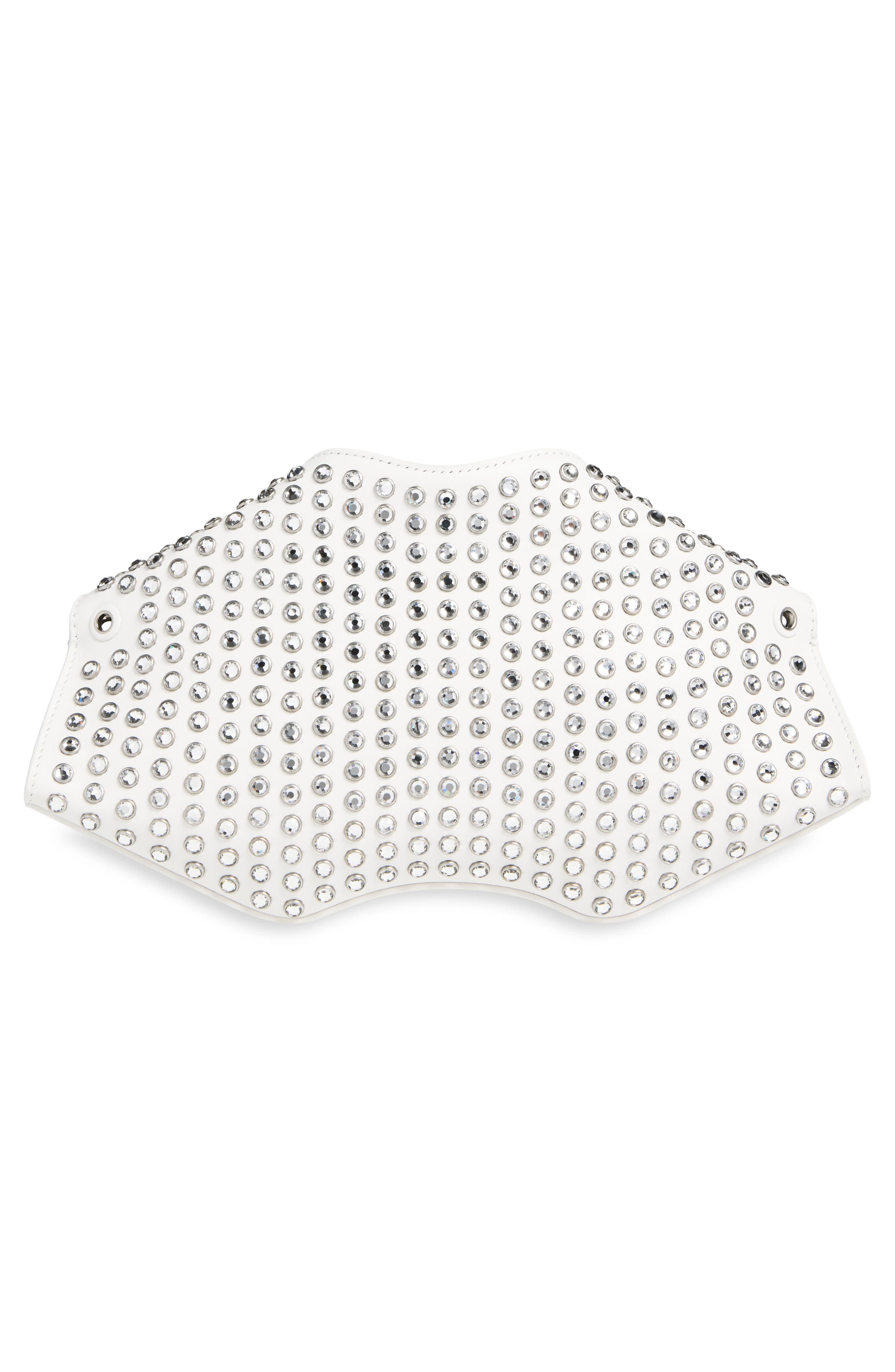 Manta Leather Clutch, Alternate, color, WHITE/ SILVER