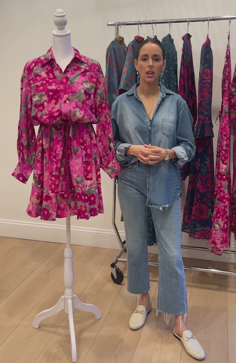 Hermoza Rebecca Collared Tie Mini Dress, Alternate, color, 