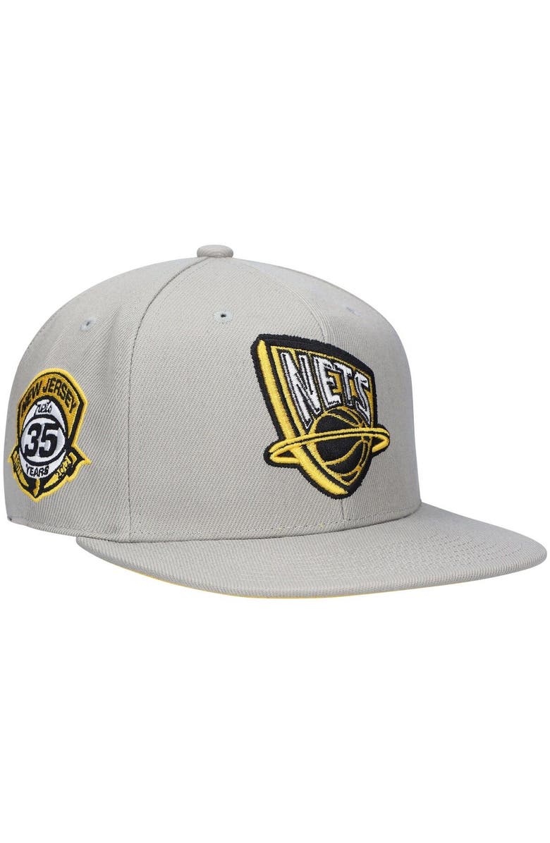 Mitchell & Ness Men's Mitchell & Ness Gray New Jersey Nets Hardwood Classics 35th Anniversary Sunny Gray Fitted Hat, Main, color, Gray