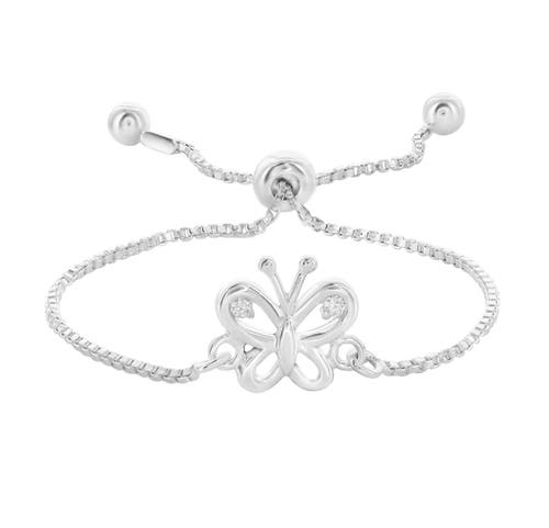 Donatello Gian Sterling Silver Adjustable Butterfly Bracelet In Metallic