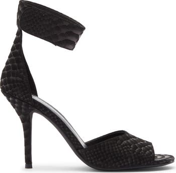 La Vida Snakeskin Embossed Ankle Strap Sandal