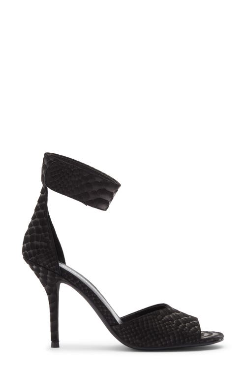 Jeffrey Campbell La Vida Snakeskin Embossed Ankle Strap Sandal In Black