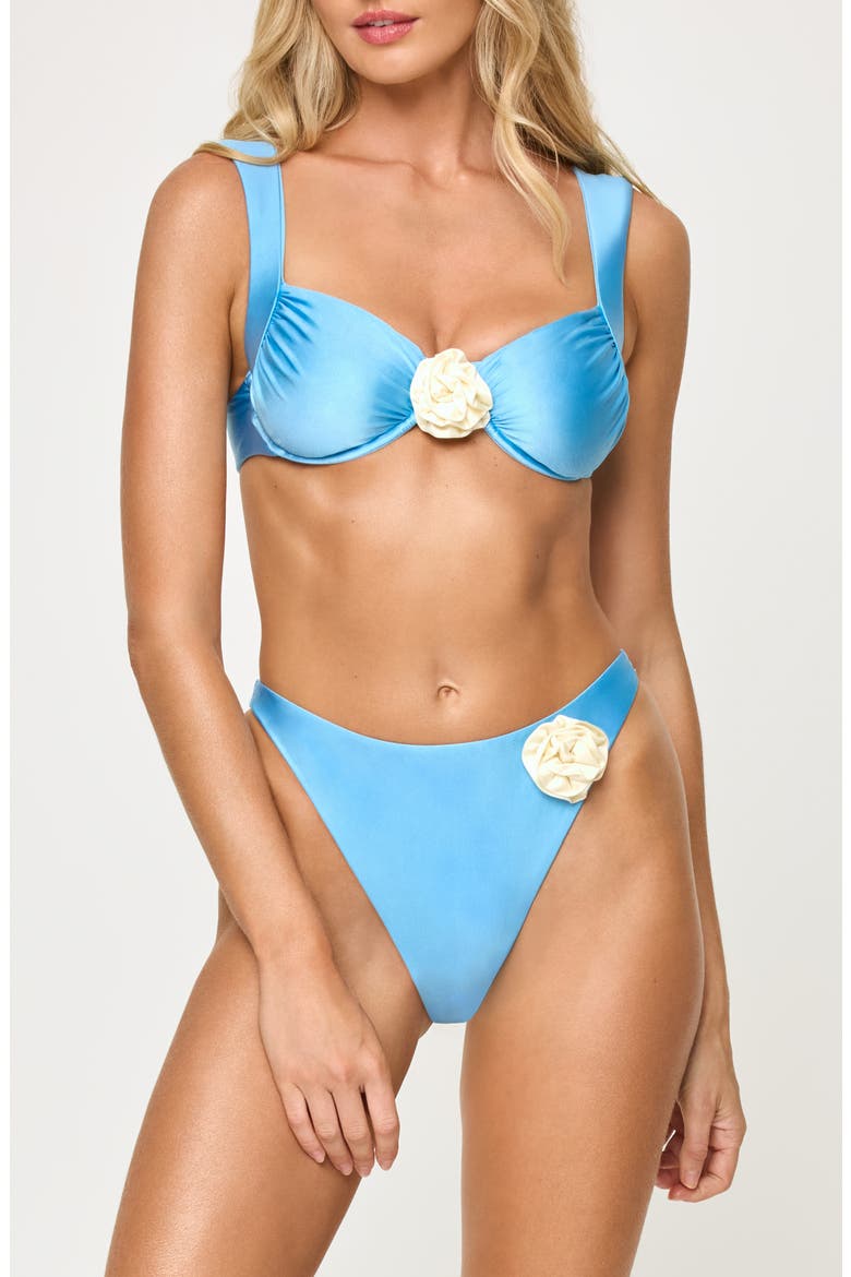 Stella Rose Appliqué Bikini Top, Alternate, color, SEA SPRAY / CREAM