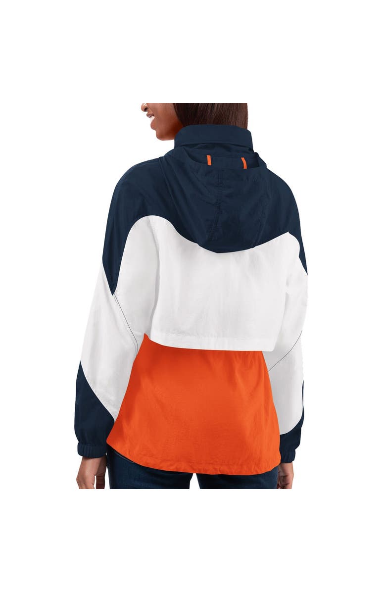 G-III 4HER BY CARL BANKS Women's G-III 4Her by Carl Banks Orange/Navy Denver Broncos Tie Breaker Lightweight Quarter-Zip Jacket, Alternate, color,