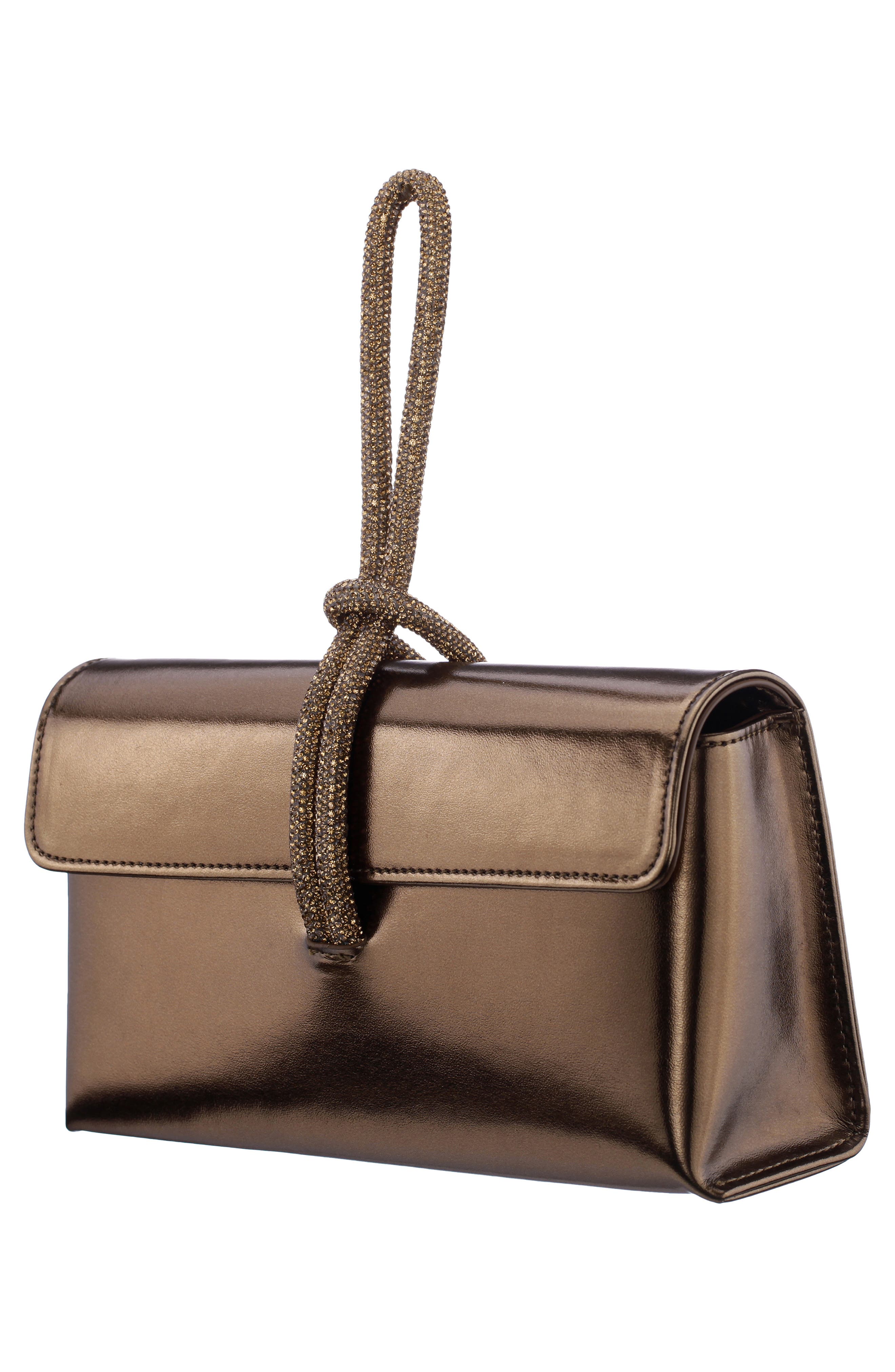Nina Kaylee Metallic Faux Leather Clutch, Alternate, color, Bronze