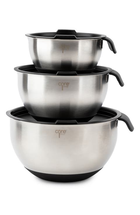 6-Piece Non-Skid Stainless Steel Mixing Bowls & Lids Set