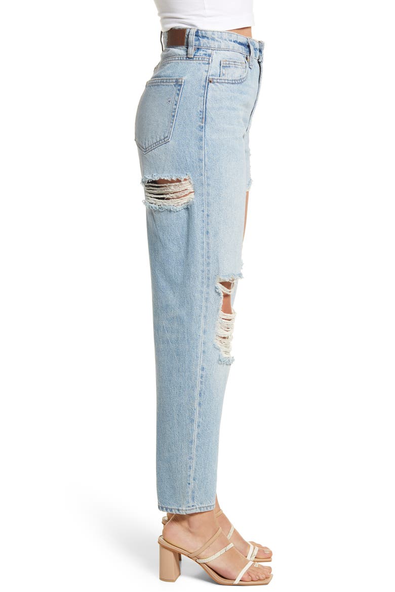 Distressed Tapered Mom Jeans, Alternate, color, MEDIUM WASH