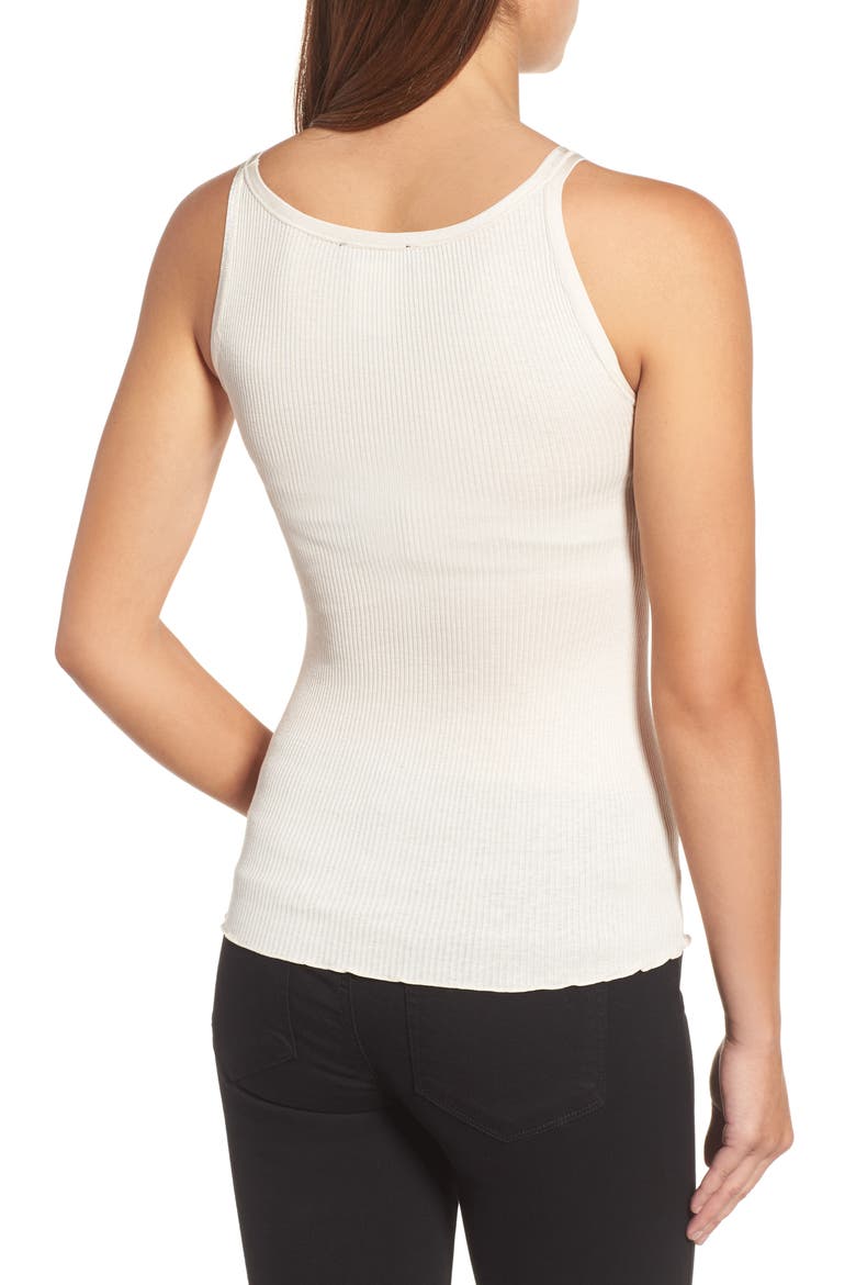 Silk & Cotton Ribbed Tank, Alternate, color, SOFT POWDER