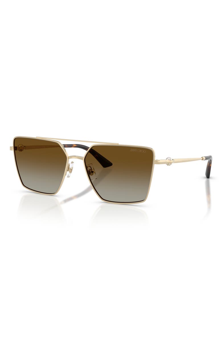 Jimmy Choo Joss 58mm Polarized Square Sunglasses, Alternate, color, Pale Gold / Polar Brown