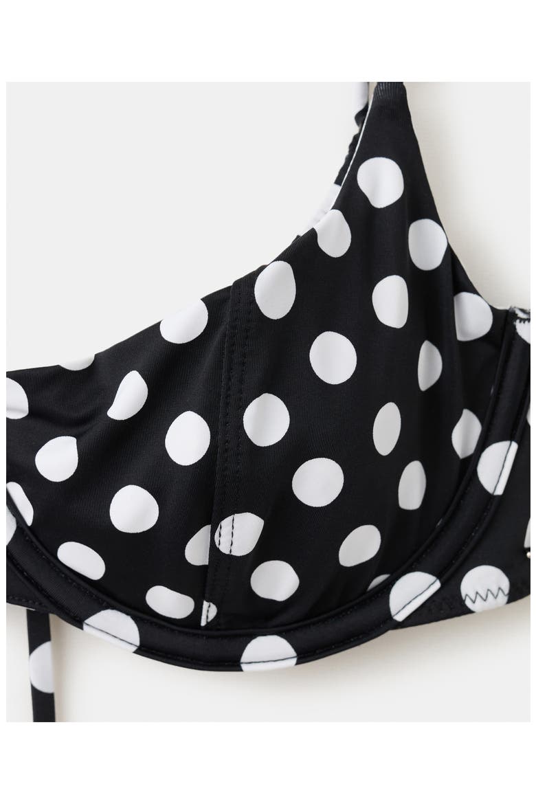 Polka Dot Reversible Underwire Bikini Top, Alternate, color, BLACK