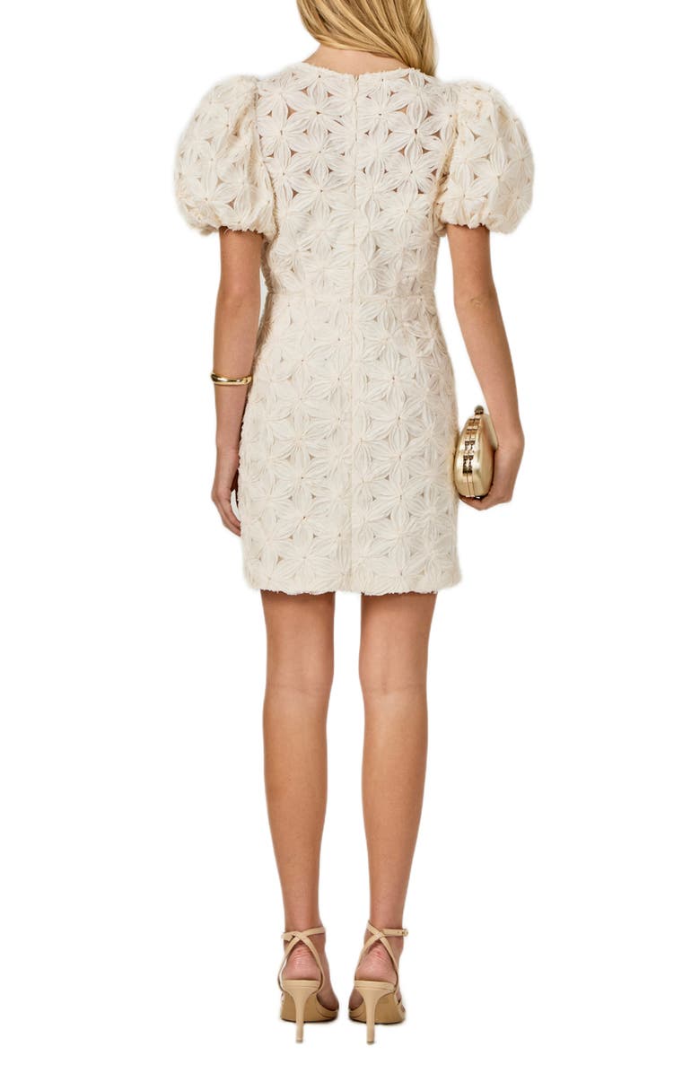 Endless Rose Texture Puff Sleeve Minidress, Alternate, color, Cream