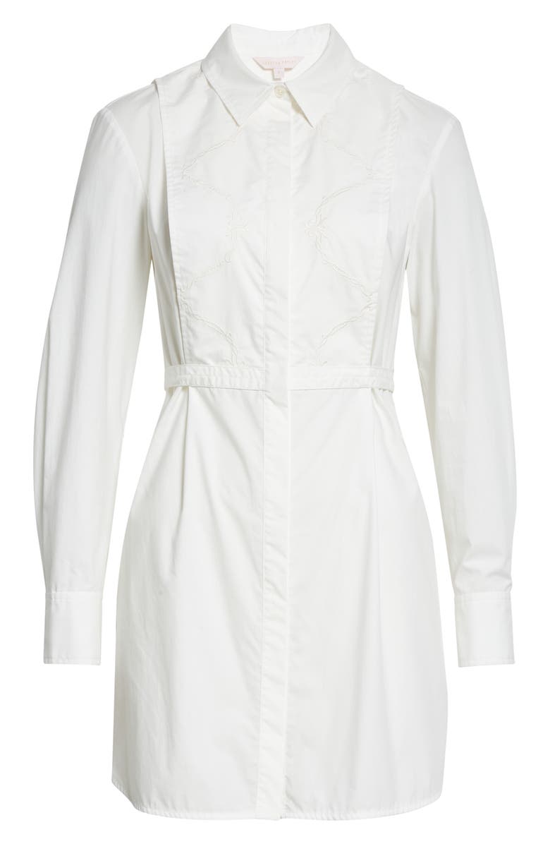 Rebecca Taylor Embroidered Cotton Bib Blouse, Alternate, color, Snow