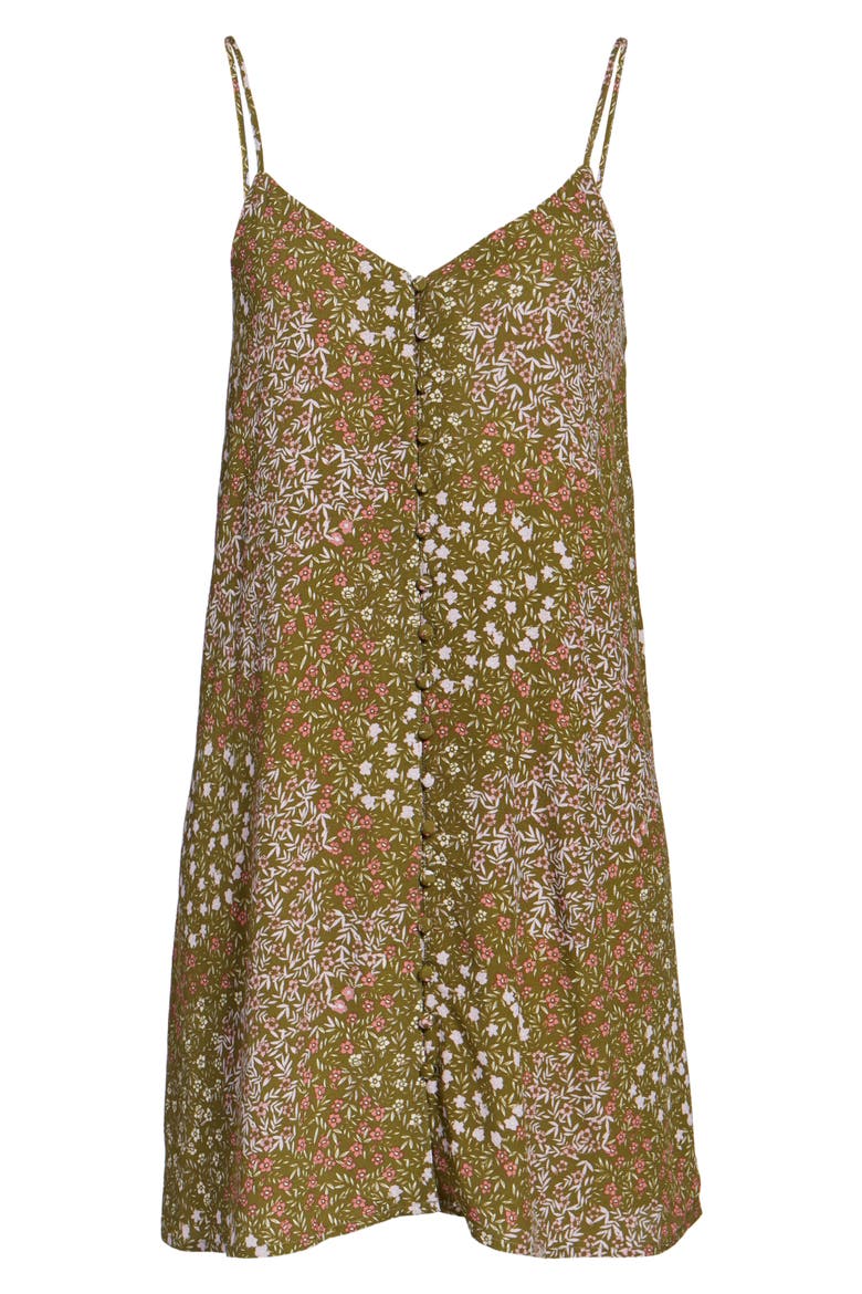 Front Button Slipdress, Alternate, color, OLIVE DARK PATCHWORK FLORAL