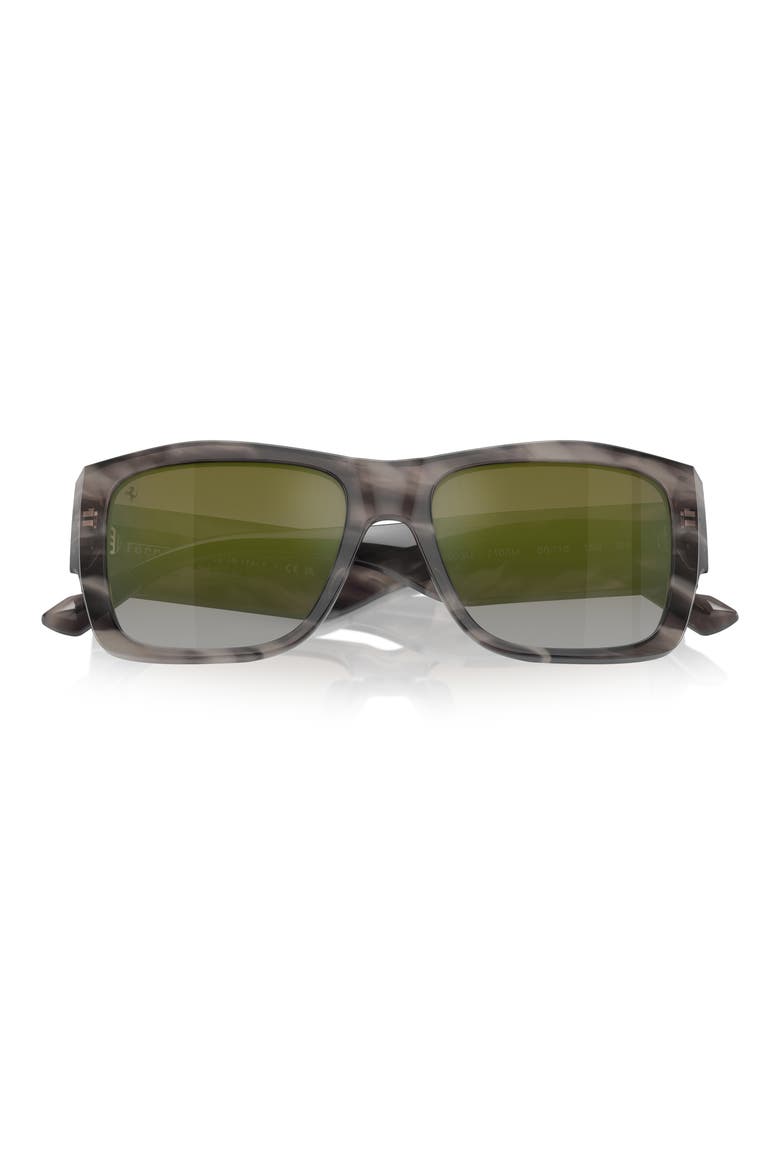 56mm Square Sunglasses, Alternate, color, STRIPED GREY / GREEN MIRROR