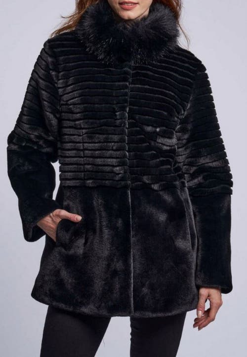 Blue Duck Faux Fur Jacket In Black