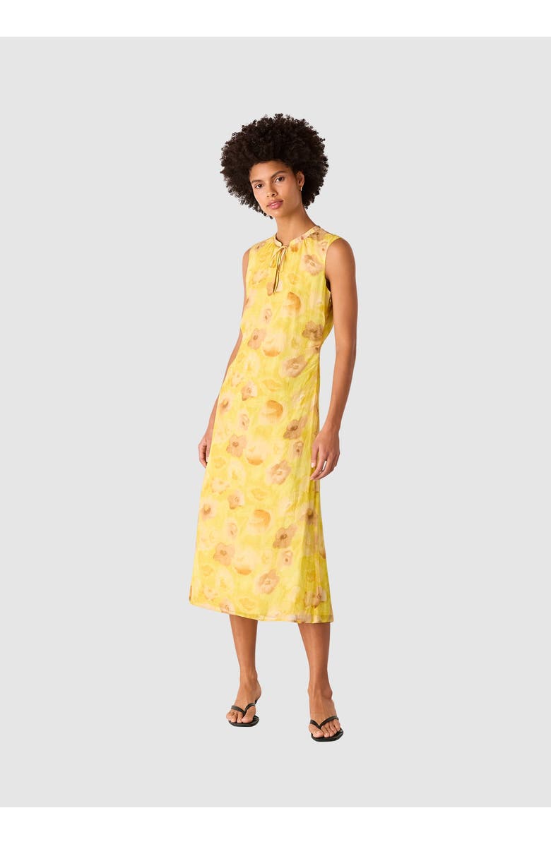 Whistles Sunshine Floral Textured Midi Dress, Main, color, Yellow/Multi