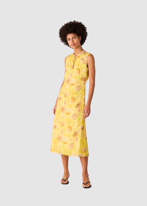 Sunshine Floral Textured Midi Dress