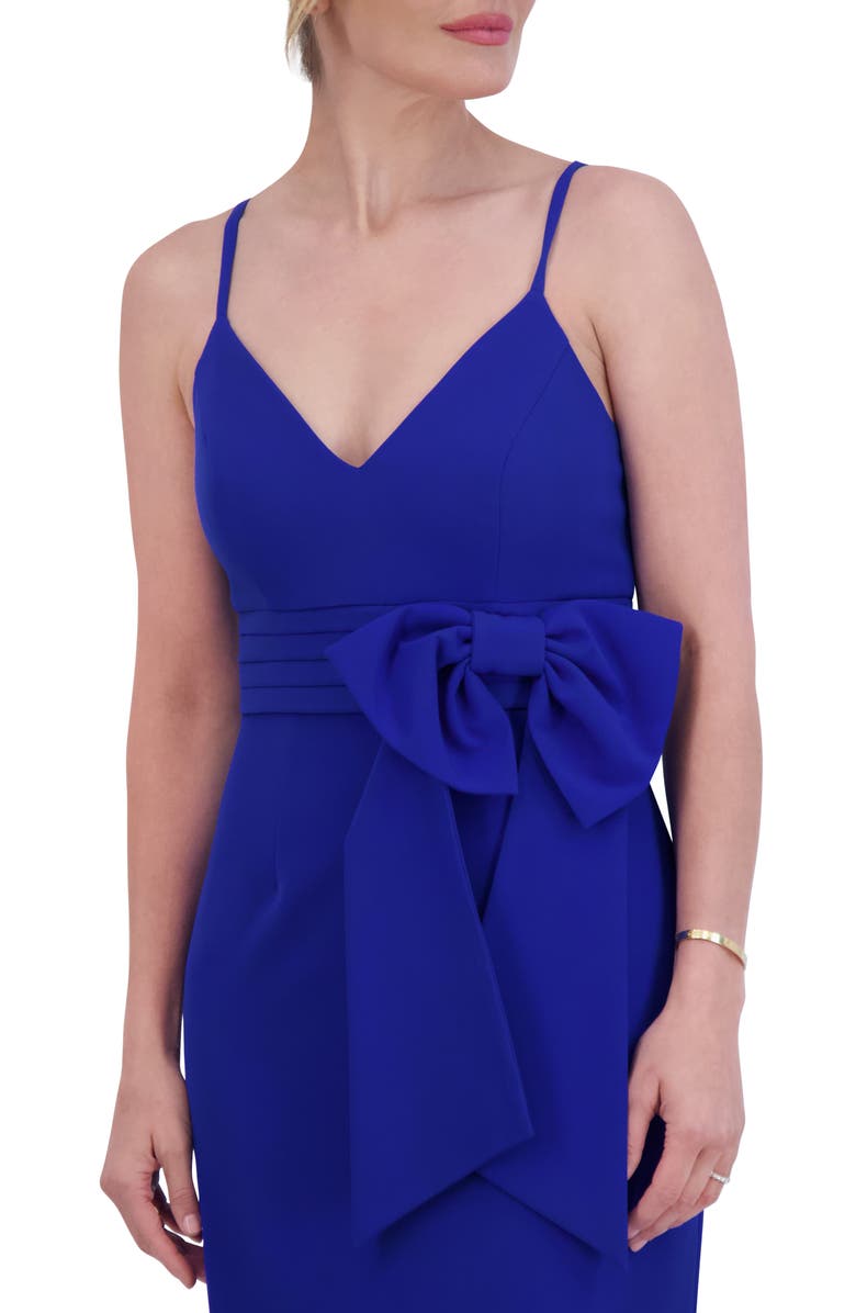 Eliza J Pleat Bow Sheath Cocktail Dress, Alternate, color, 