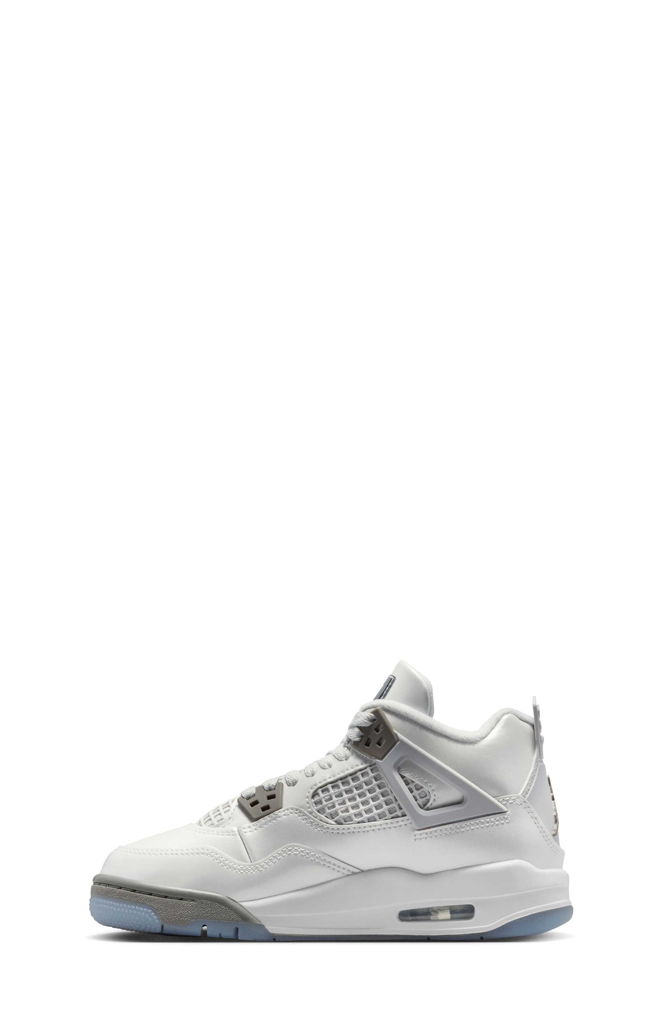 Nike Kids' Jordan 4 Retro Basketball Sneaker, Alternate, color, White/ Grey/ Blue