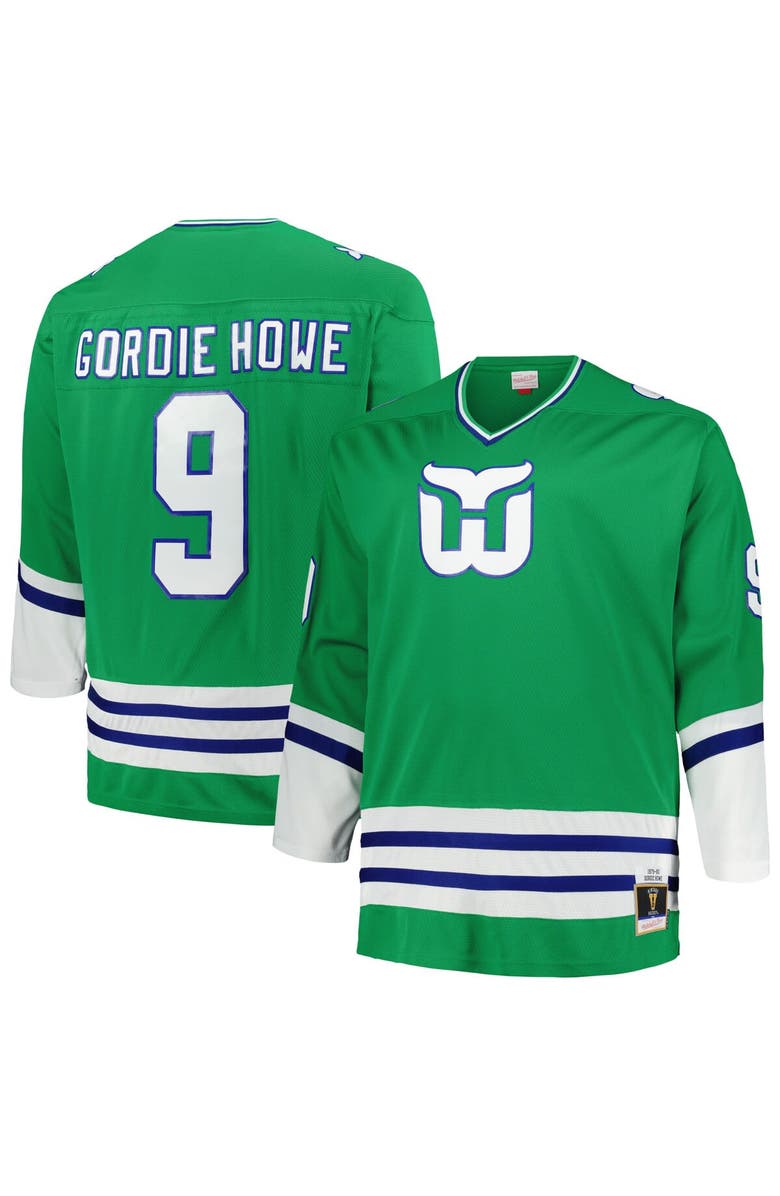Mitchell & Ness Men's Mitchell & Ness Gordie Howe Green Hartford Whalers Big & Tall Vintage Hockey Blue Line Player Jersey, Alternate, color,