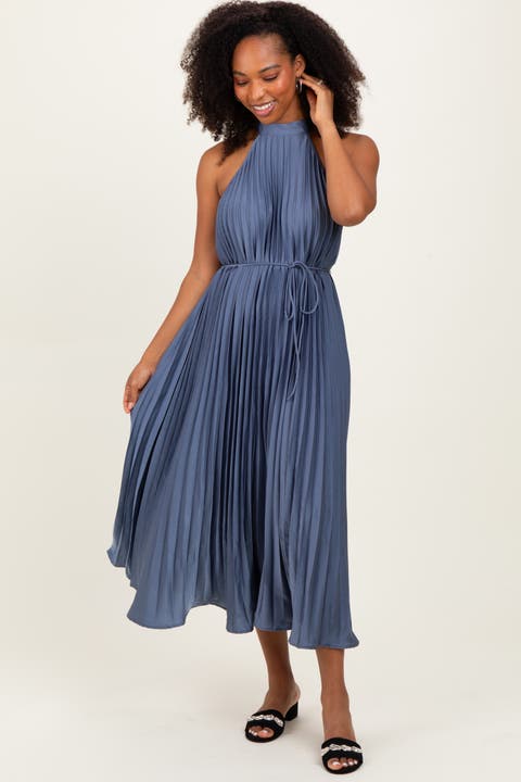 Pleated Halter Dress