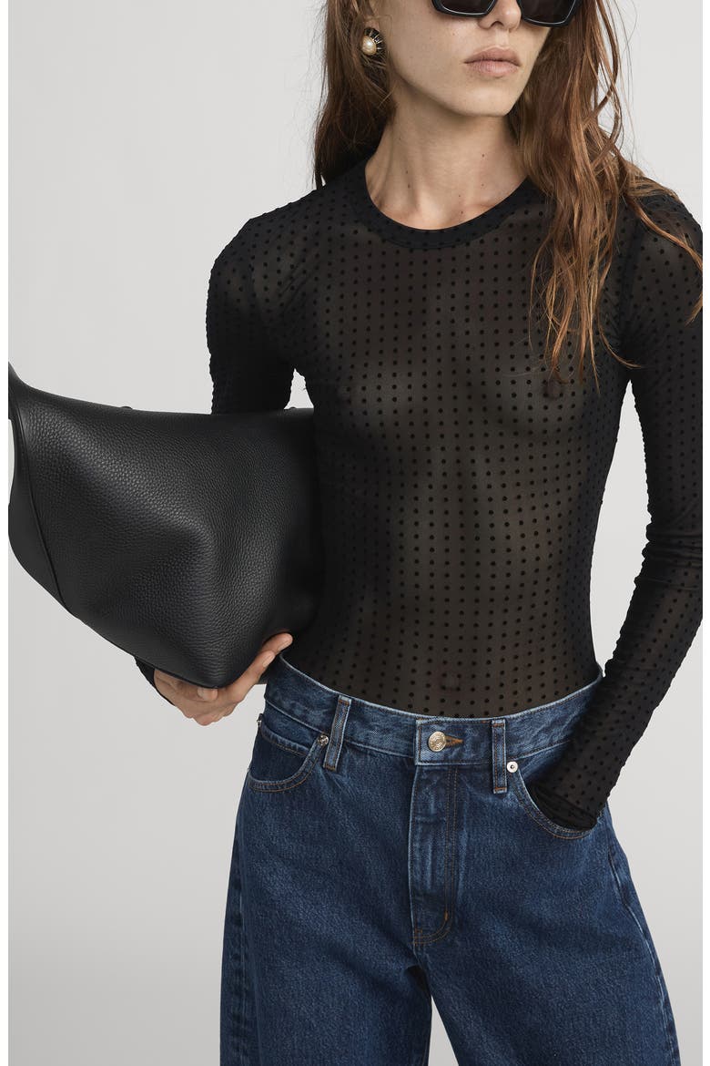 Swiss Dot Sheer Mesh Top, Alternate, color, BLACK