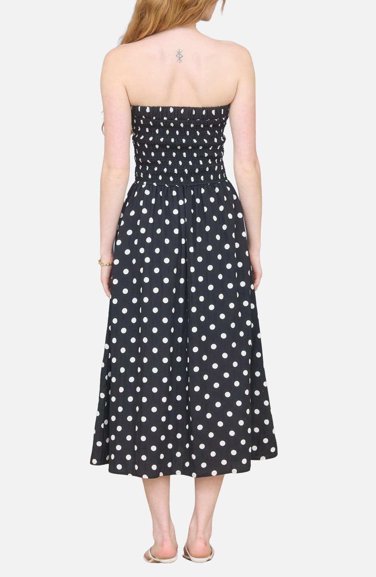 Polka Dot Strapless Midi Dress - image 2