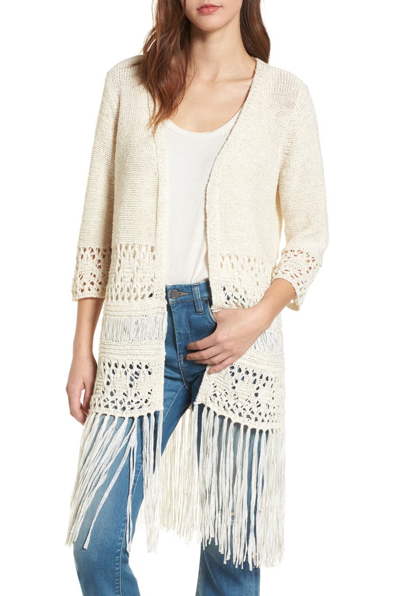 Fringe Hem Cardigan, Main, color, JUMP SHIP
