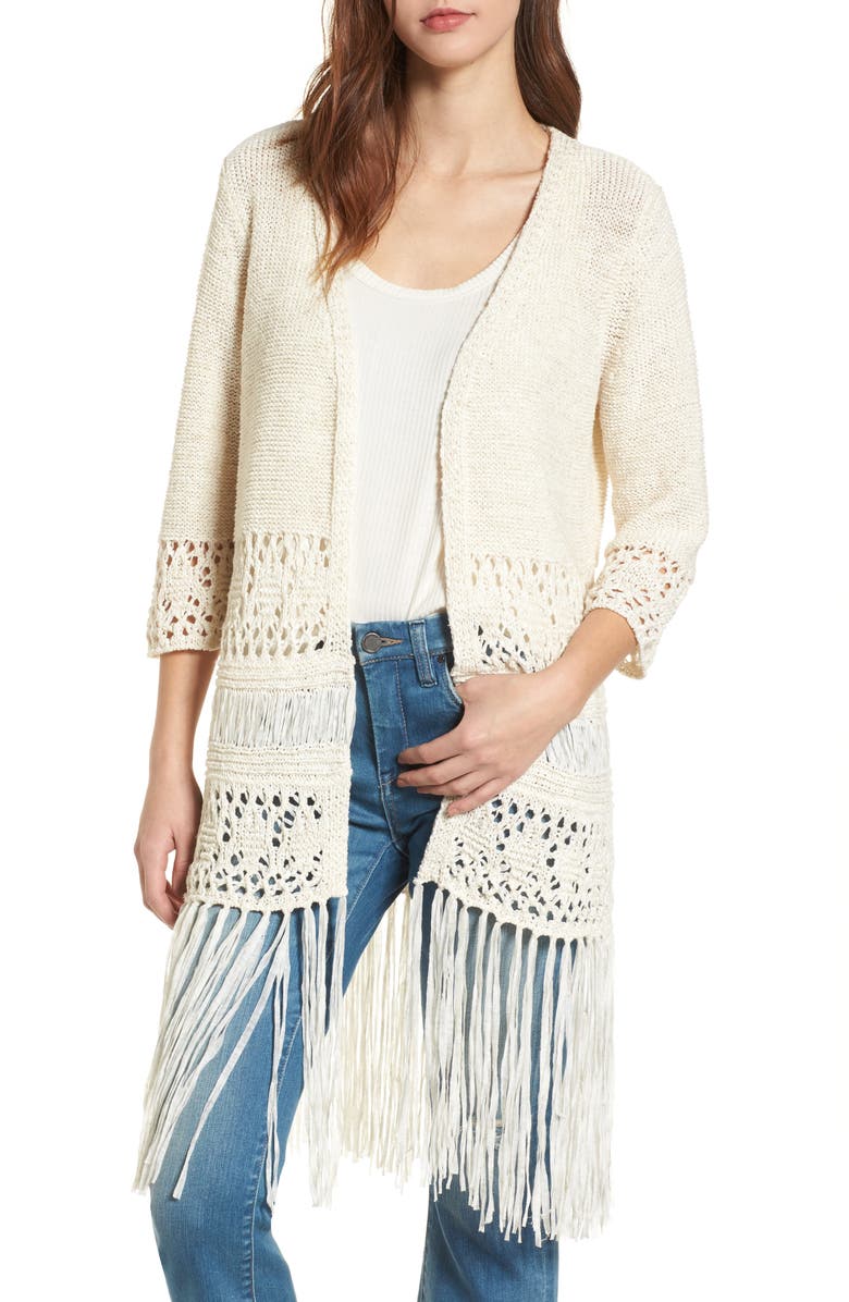 BLANKNYC Fringe Hem Cardigan, Main, color, 