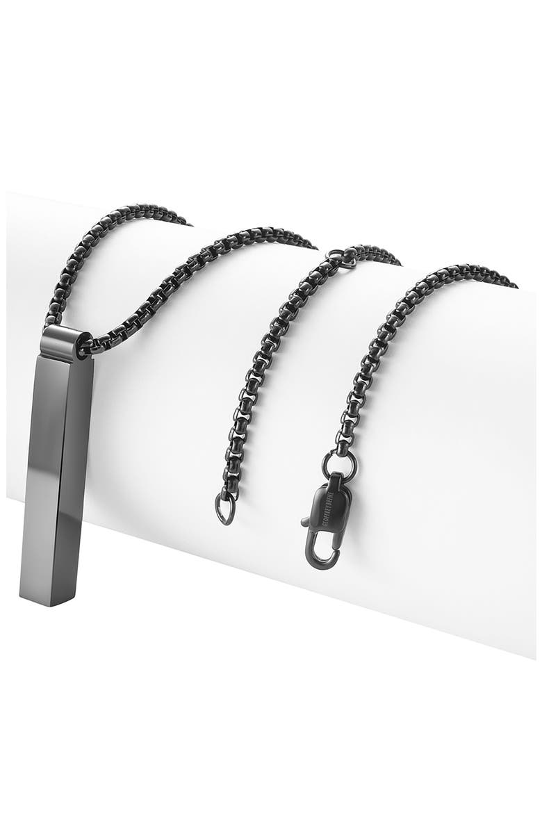 Men's Vertical Bar Pendant Necklace, Alternate, color, BLACK