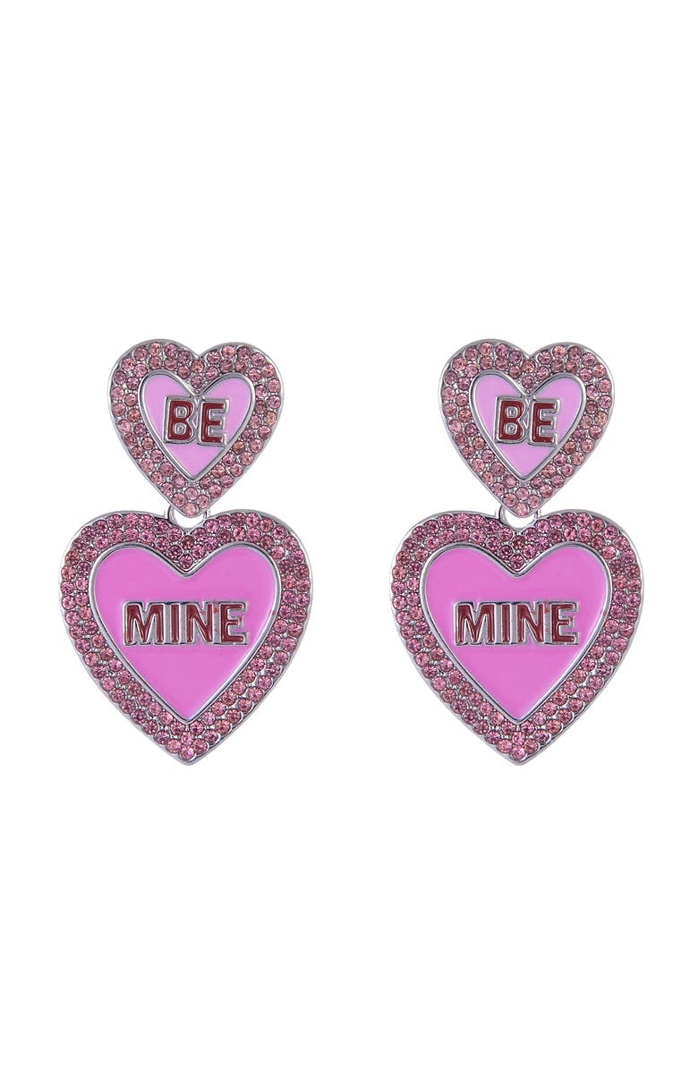 Hallmark "Be Mine" Pink Enamel Conversation Heart Earrings, Alternate, color, Pink