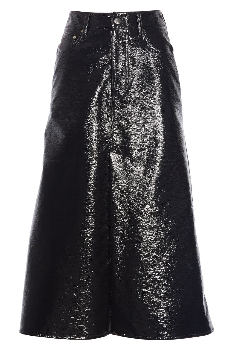 Latona Coated A-Line Skirt, Alternate, color, BLACK