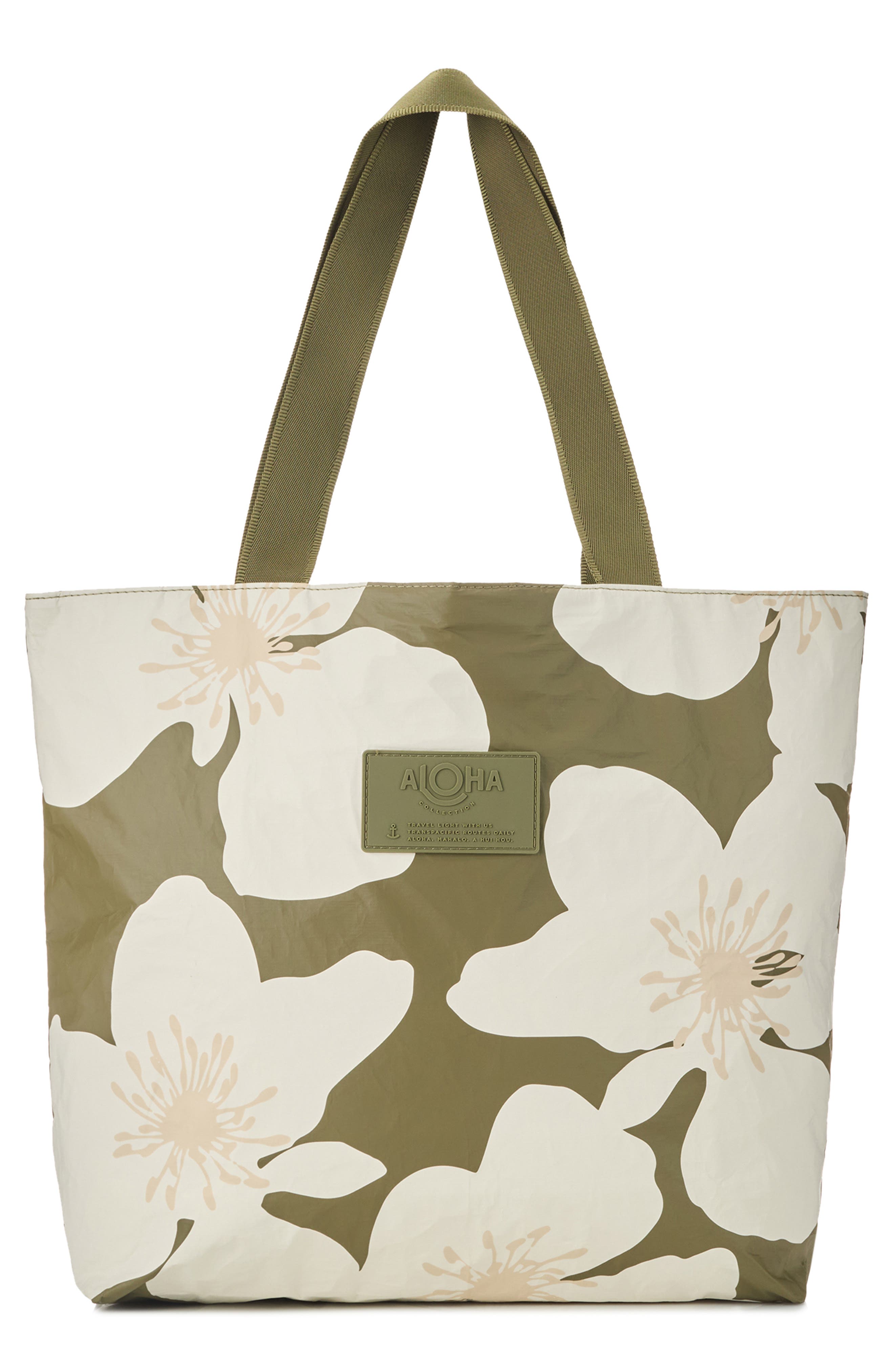 Aloha Collection Day Tripper Cassia Water Resistant Tote, Main, color, Olive/ Sandstone
