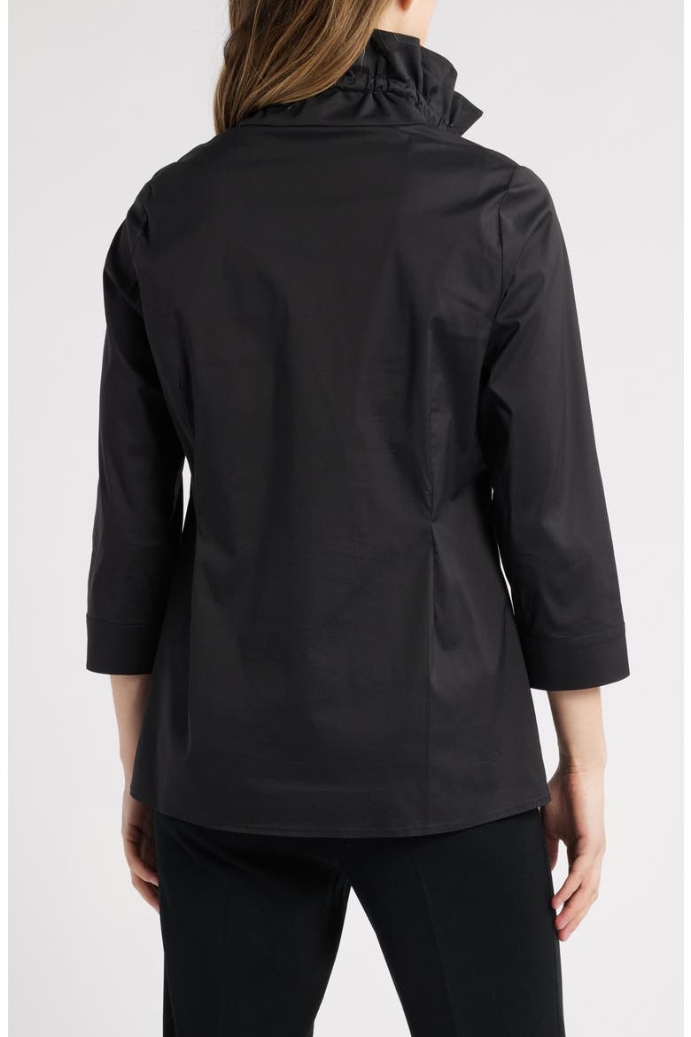 Ruffle Collar Cotton Poplin Blouse, Alternate, color, BLACK