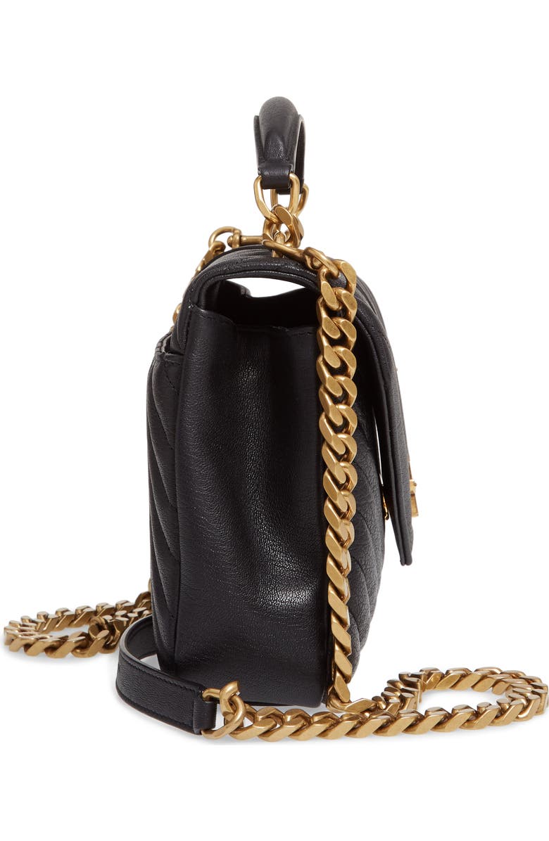 Saint Laurent Medium College Matelassé Leather Shoulder Bag, Alternate, color, 1000 Nero