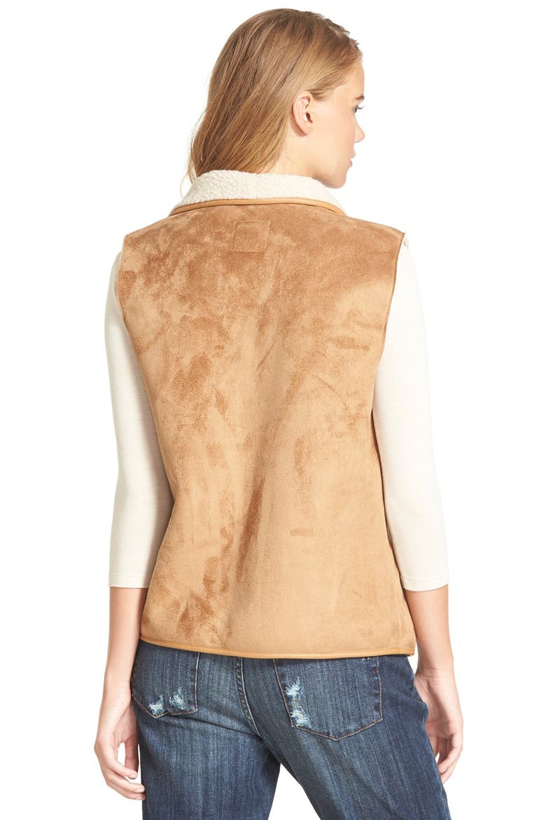 Collection B Faux Shearling Vest, Alternate, color, BROWN