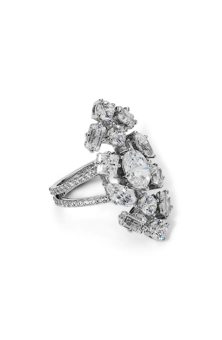 Nadri Riviera Shield Ring, Main, color, Rhodium